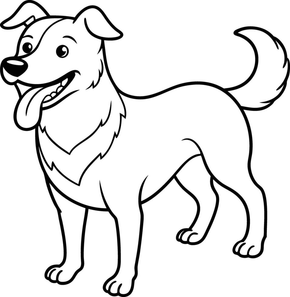Cute dog coloring book page with simple, black and white graphics ideal for children's creativity vector