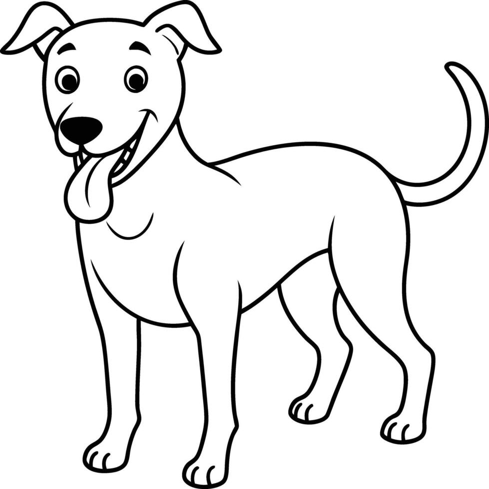 Cute dog illustration for children to color, featuring playful black and white outlines for easy coloring vector