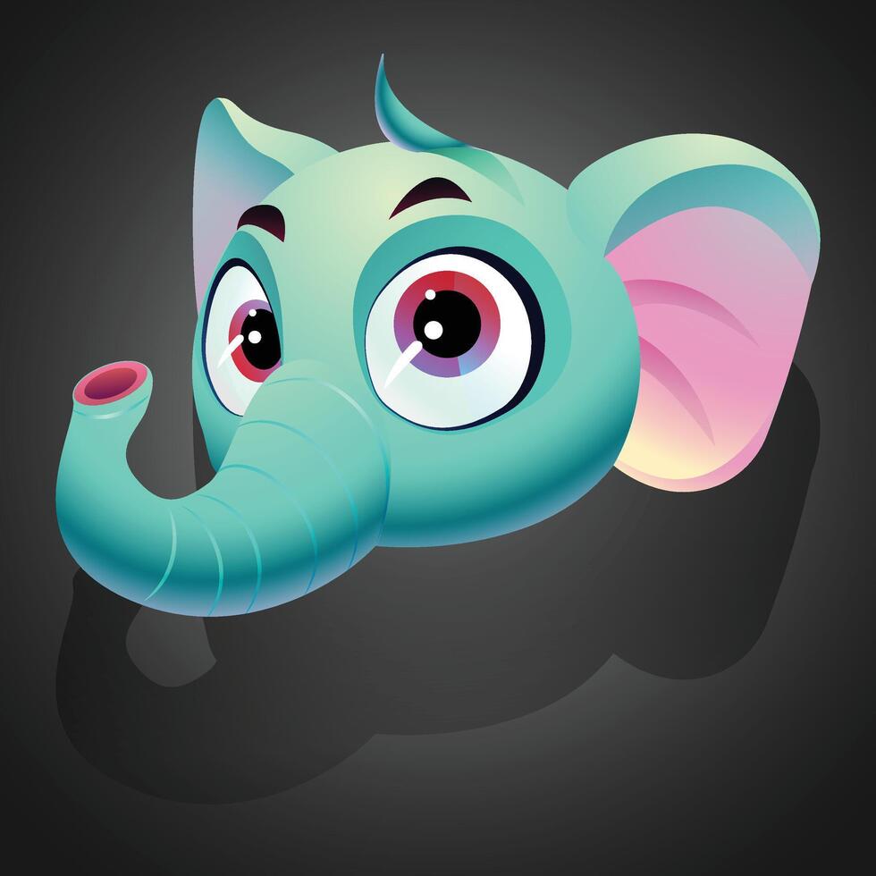Cute Elephant Face, Sticker, Icon Background vector