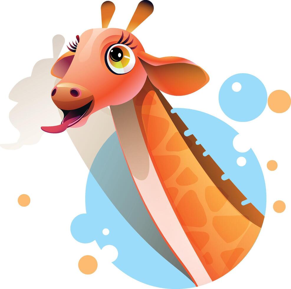 Giraffe Cute Face Sticker, Icon Background. vector