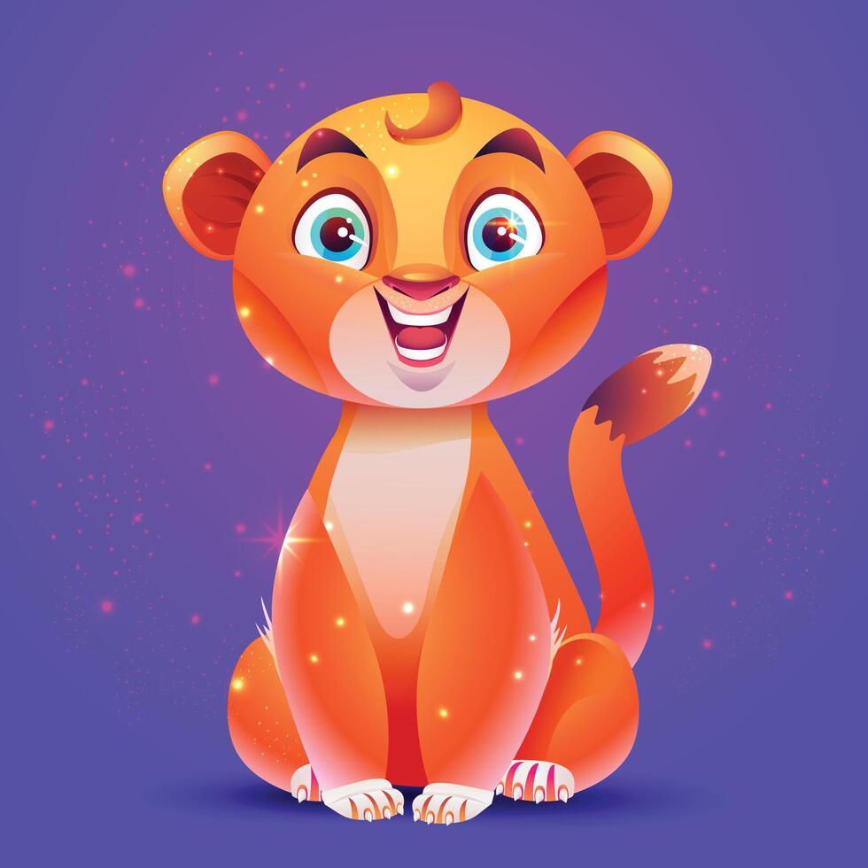 Illustration of sitting Cute Lioness Background vector