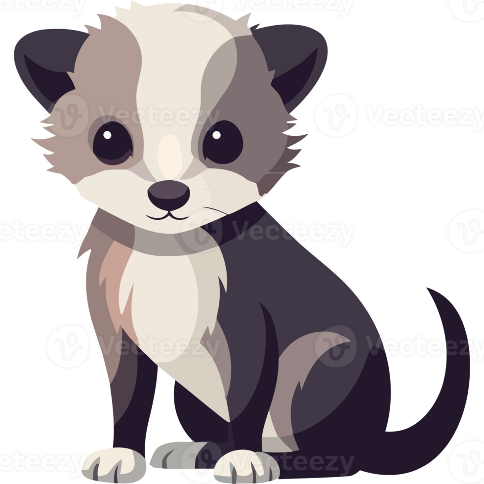A cartoon gray and white dog sitting down png