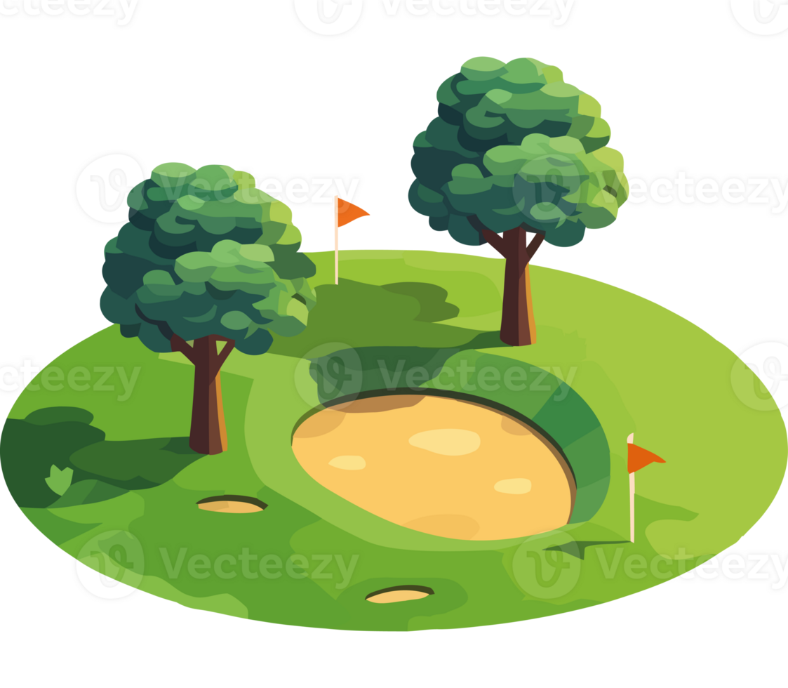 Golf course with trees and a hole png