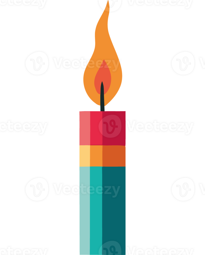 A lit candle with a red and orange flame png
