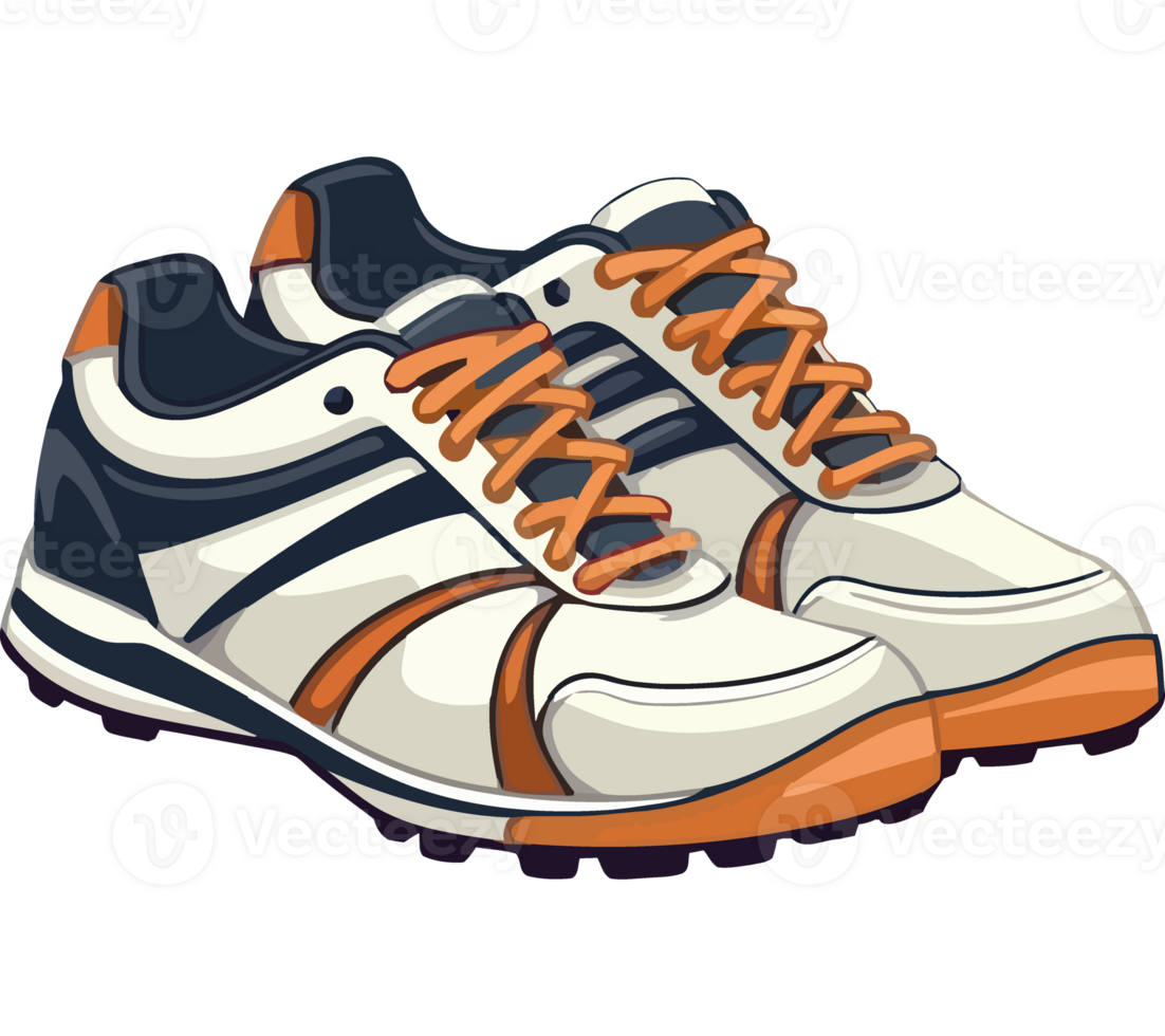 A pair of white and orange running shoes png
