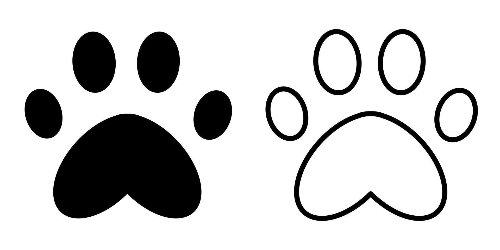 Cute Pet Footprint. A dog or cat paw print. Silhouette of a kitten's paw. Puppy's footprint, tiger's paw print. Cat step outline. isolated on white background. vector