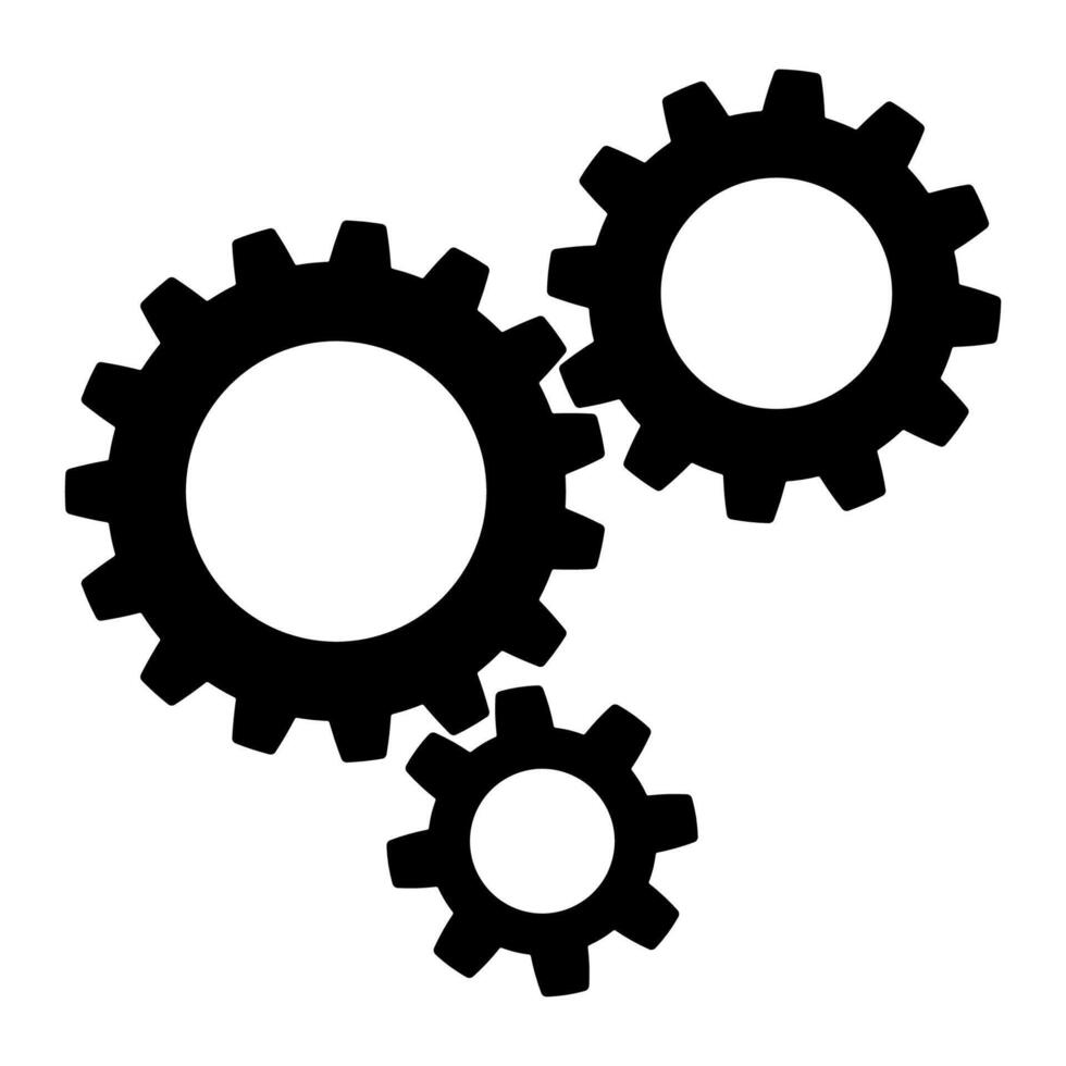 Gear wheel icon. Customisation of a gear wheel. Three gears isolated on white background. Gear wheel sign concept. vector