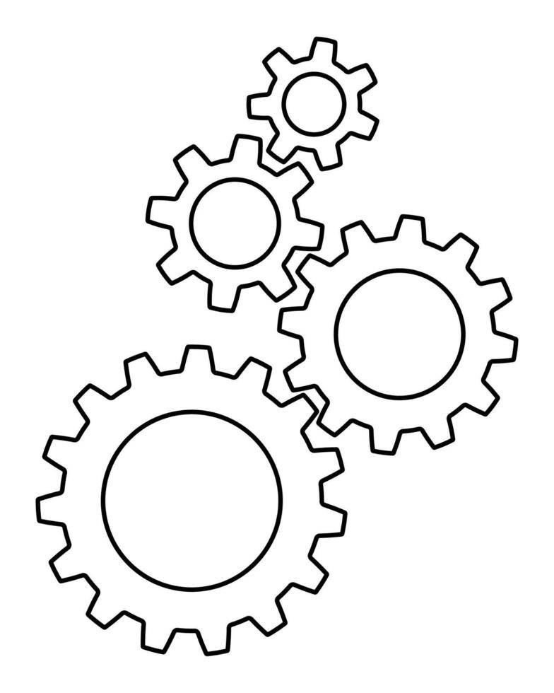 Gear wheel outline icon. Customisation of a gear wheel. Three gears isolated on white background. Gear wheel sign concept. vector