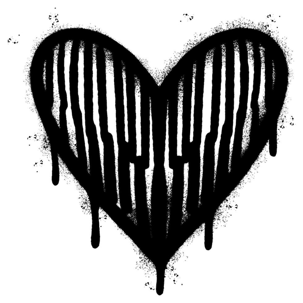 Spray Painted Graffiti heart icon Sprayed isolated with a white background. graffiti love icon with over spray in black over white. vector
