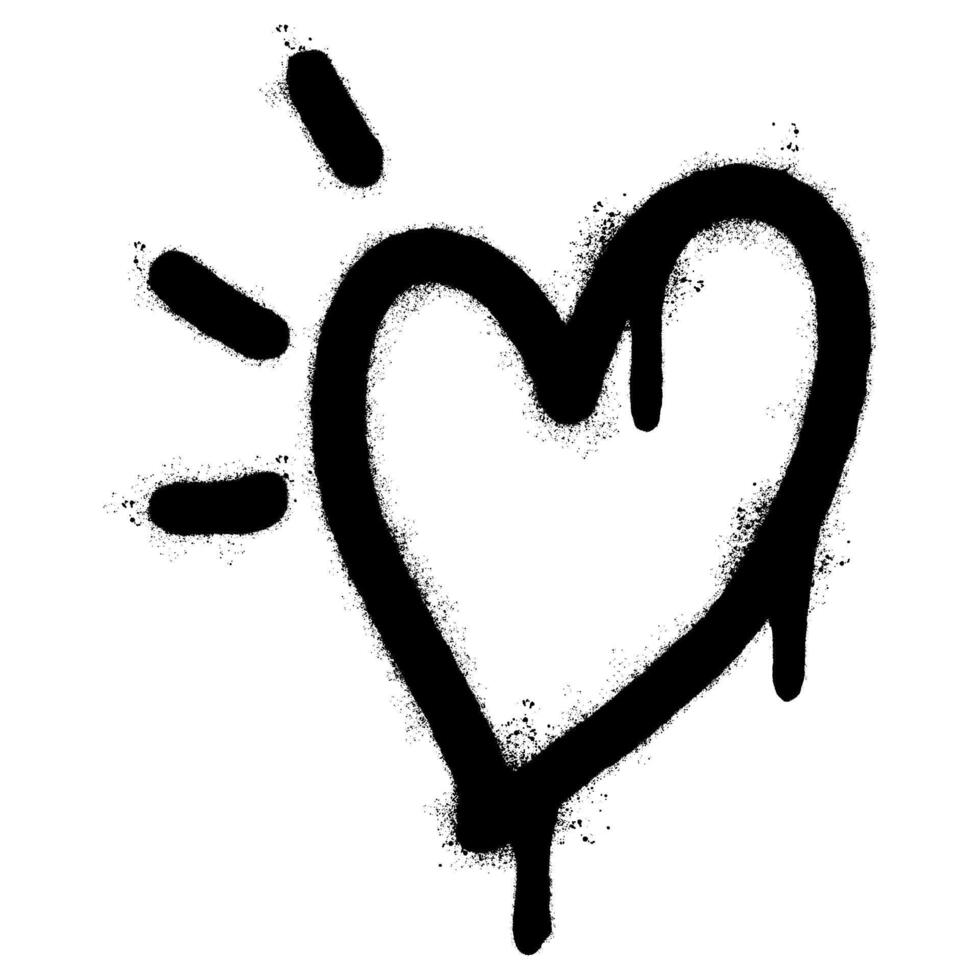 Spray Painted Graffiti heart icon Sprayed isolated with a white background. graffiti love icon with over spray in black over white. vector