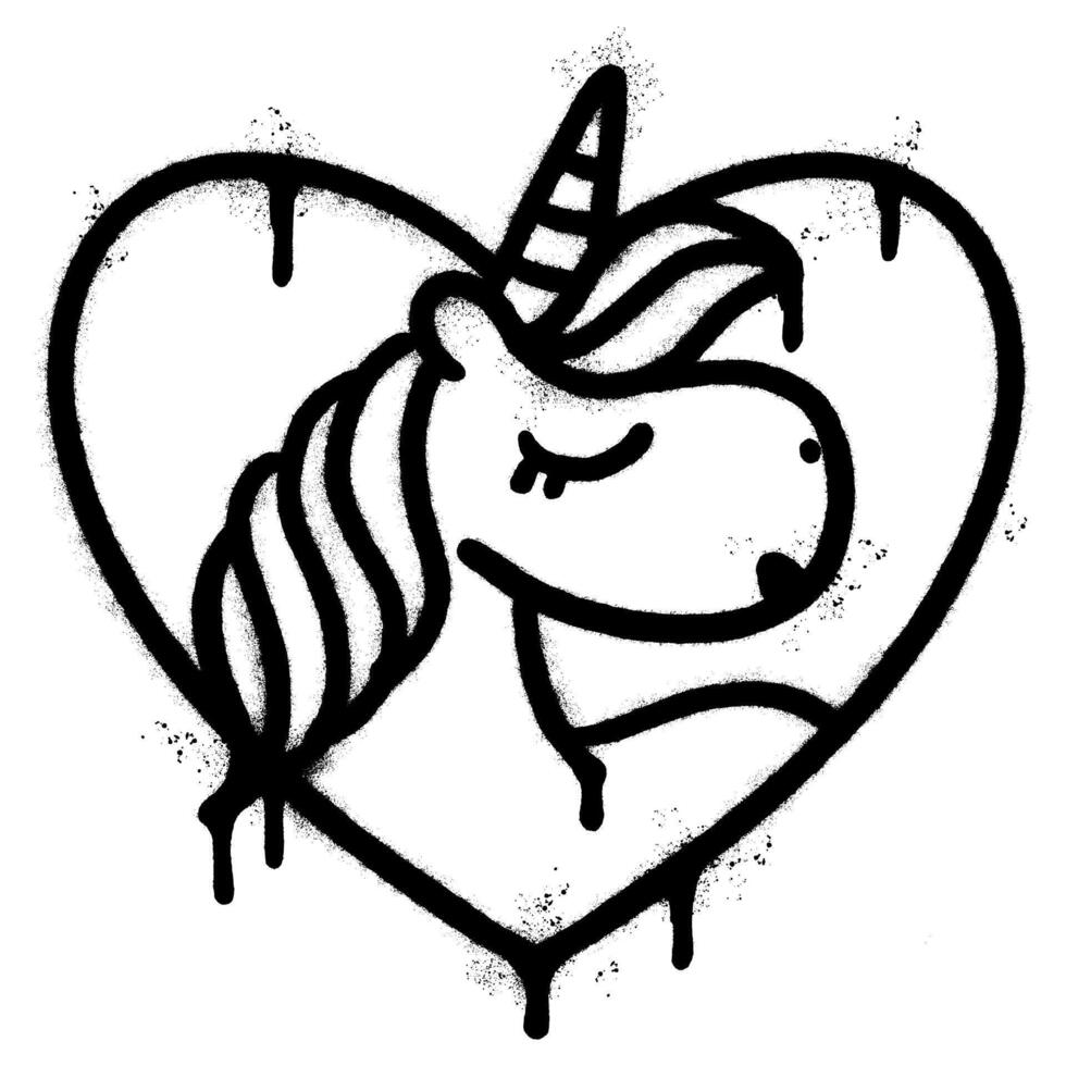 Spray Painted Graffiti unicorn icon Sprayed isolated with a white background. vector