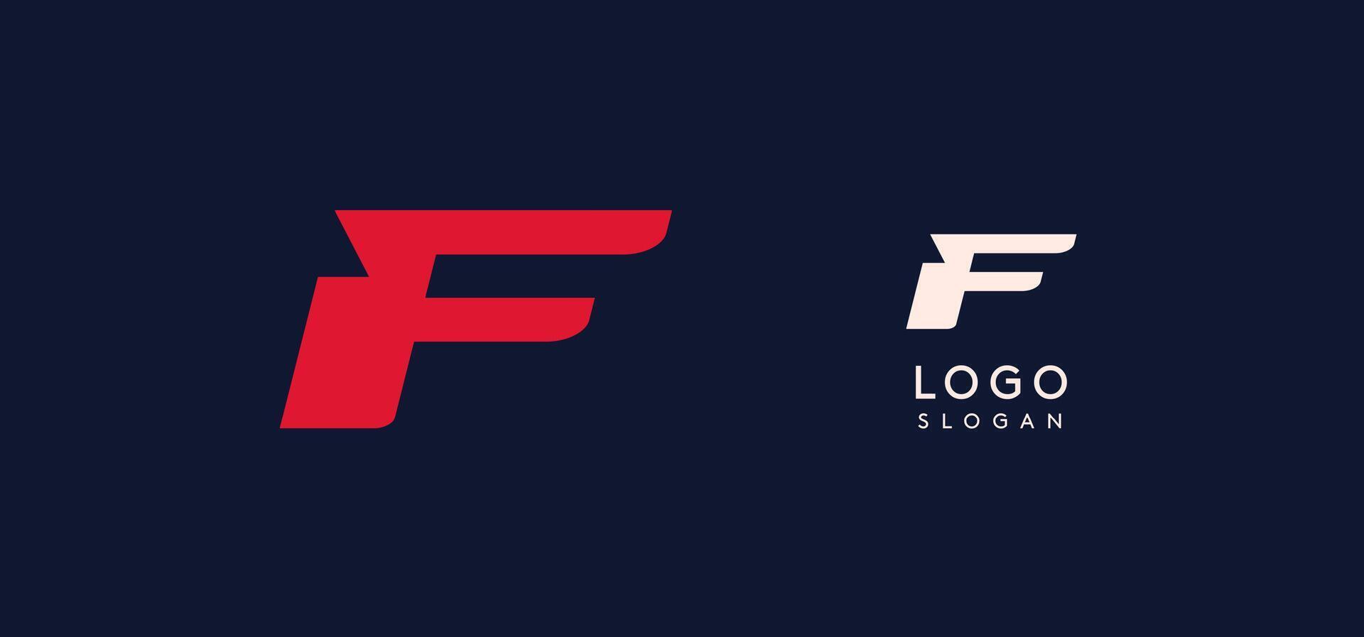 Wide bold red letter F, modern dynamic logo for business identity of technological, automotive and sports business. illustration. vector