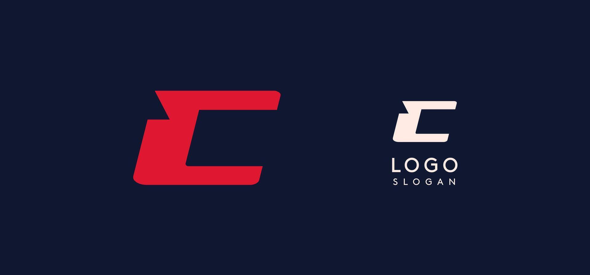 Wide bold red letter C, modern dynamic logo for business identity of technological, automotive and sports business. illustration. vector