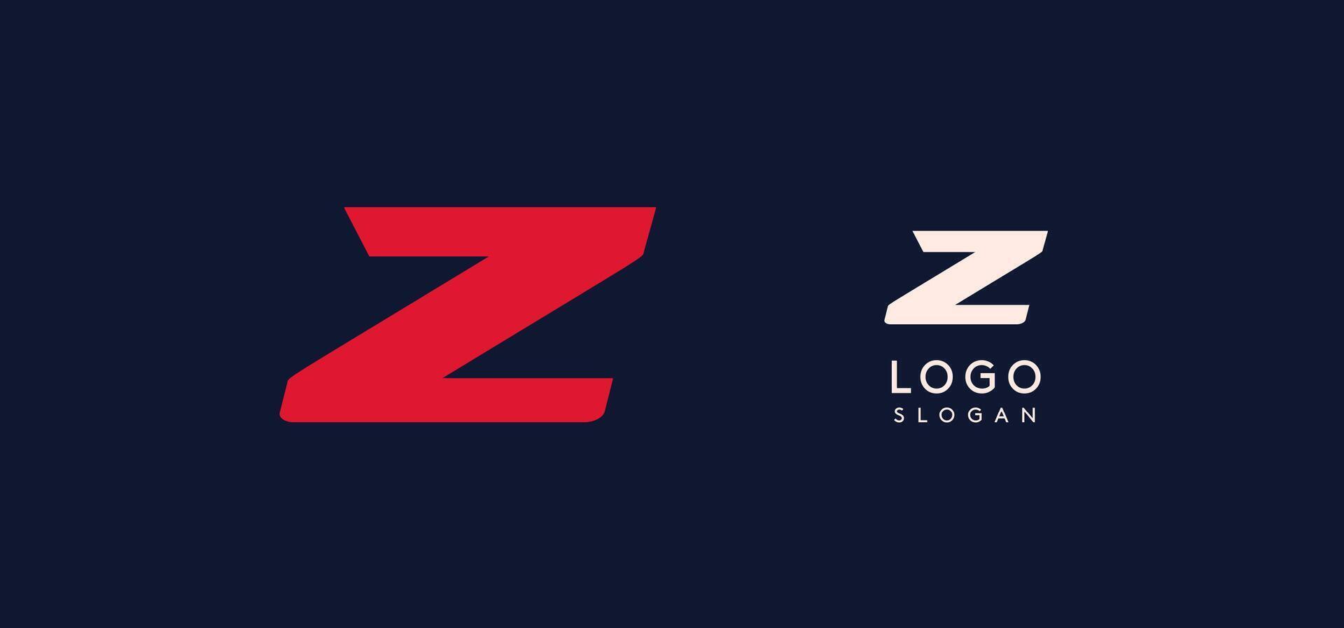 Wide bold red letter Z, modern dynamic logo for business identity of technological, automotive and sports business. illustration. vector