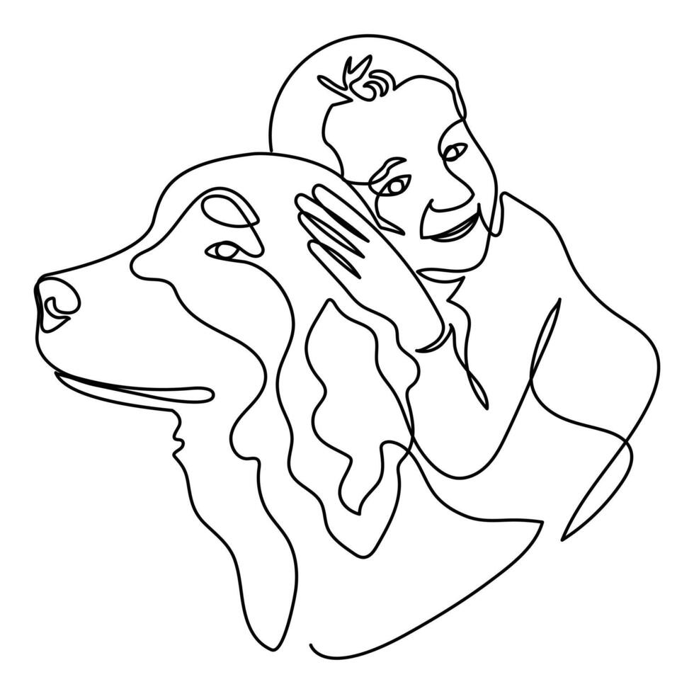 Continuous one line dog vector