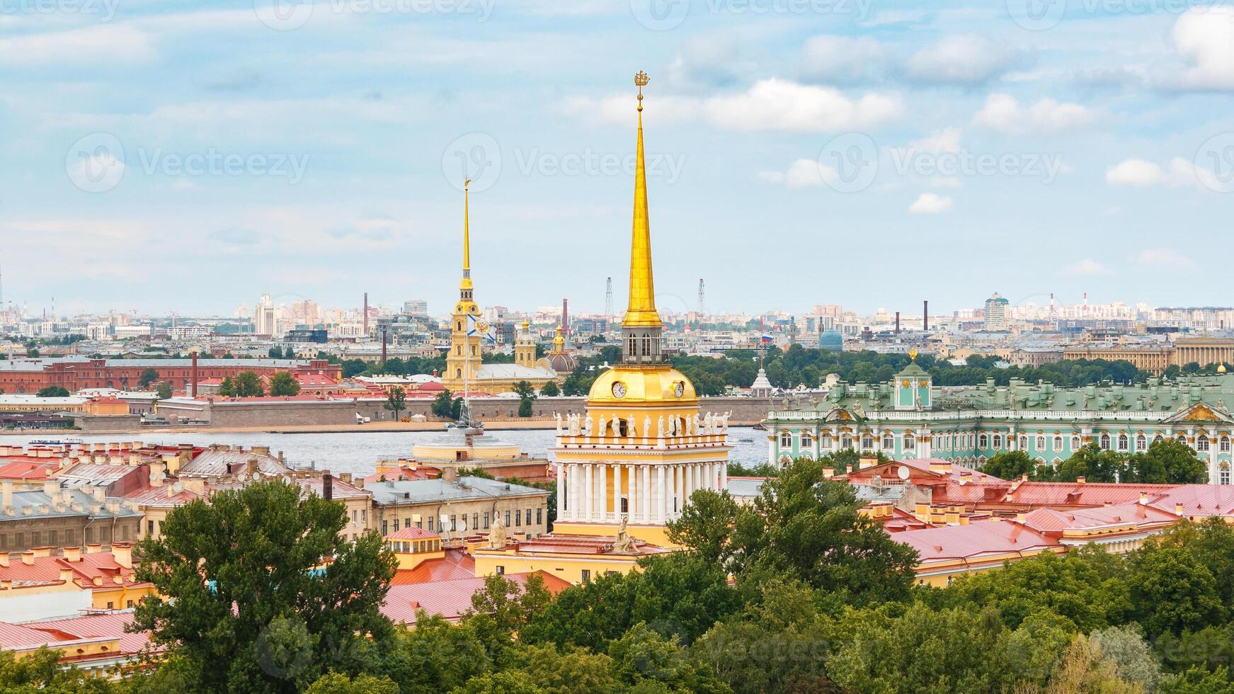 Cityscape of St. Petersburg with the Hermitage, Peter and Paul Fortress and the Admiralty photo