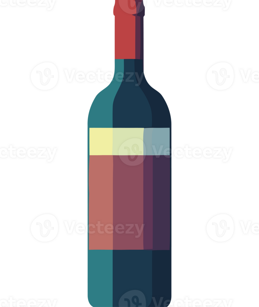 A wine bottle with a red and blue color png