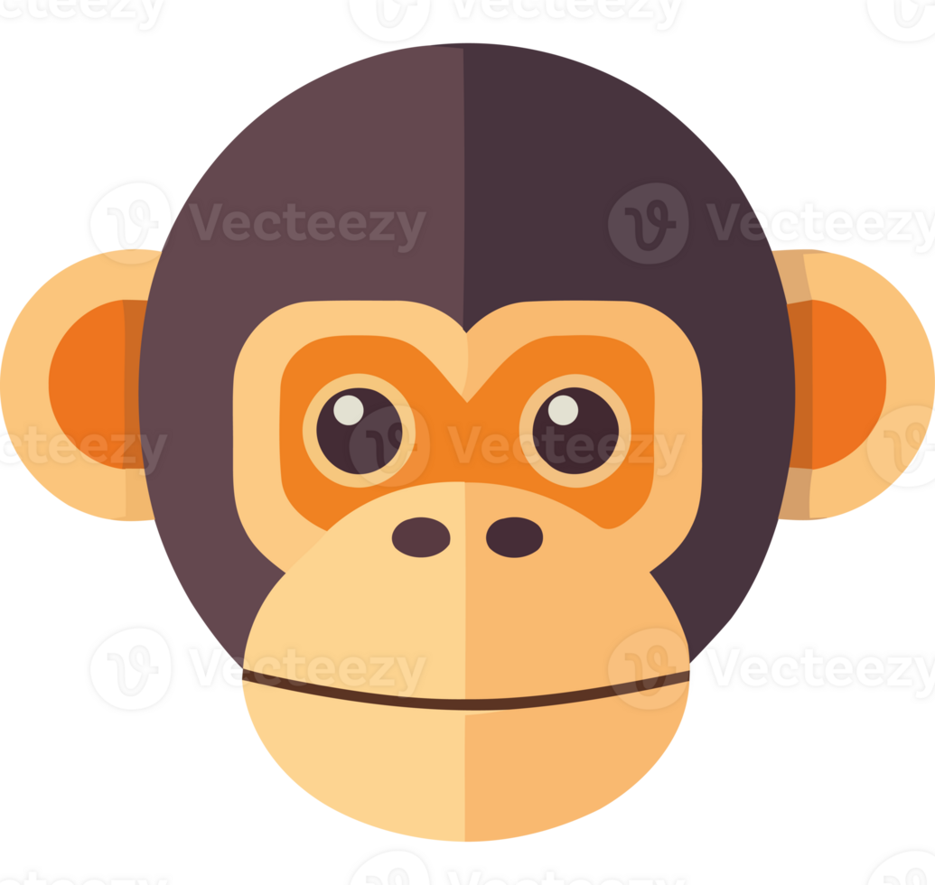 A monkey head with a flat design png