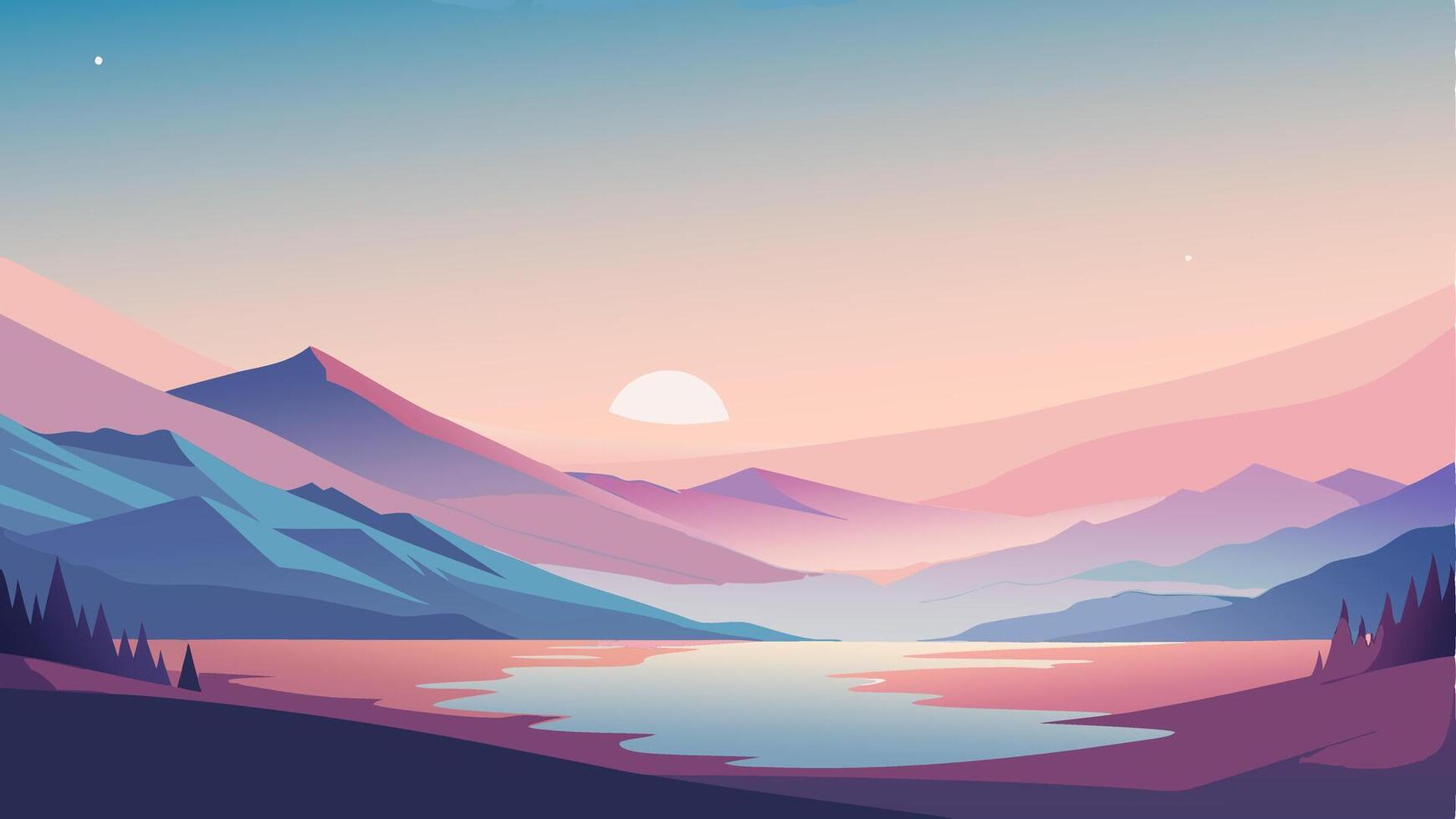Pastel Desert Landscape Background in Warm colors. Sand Dunes. vector