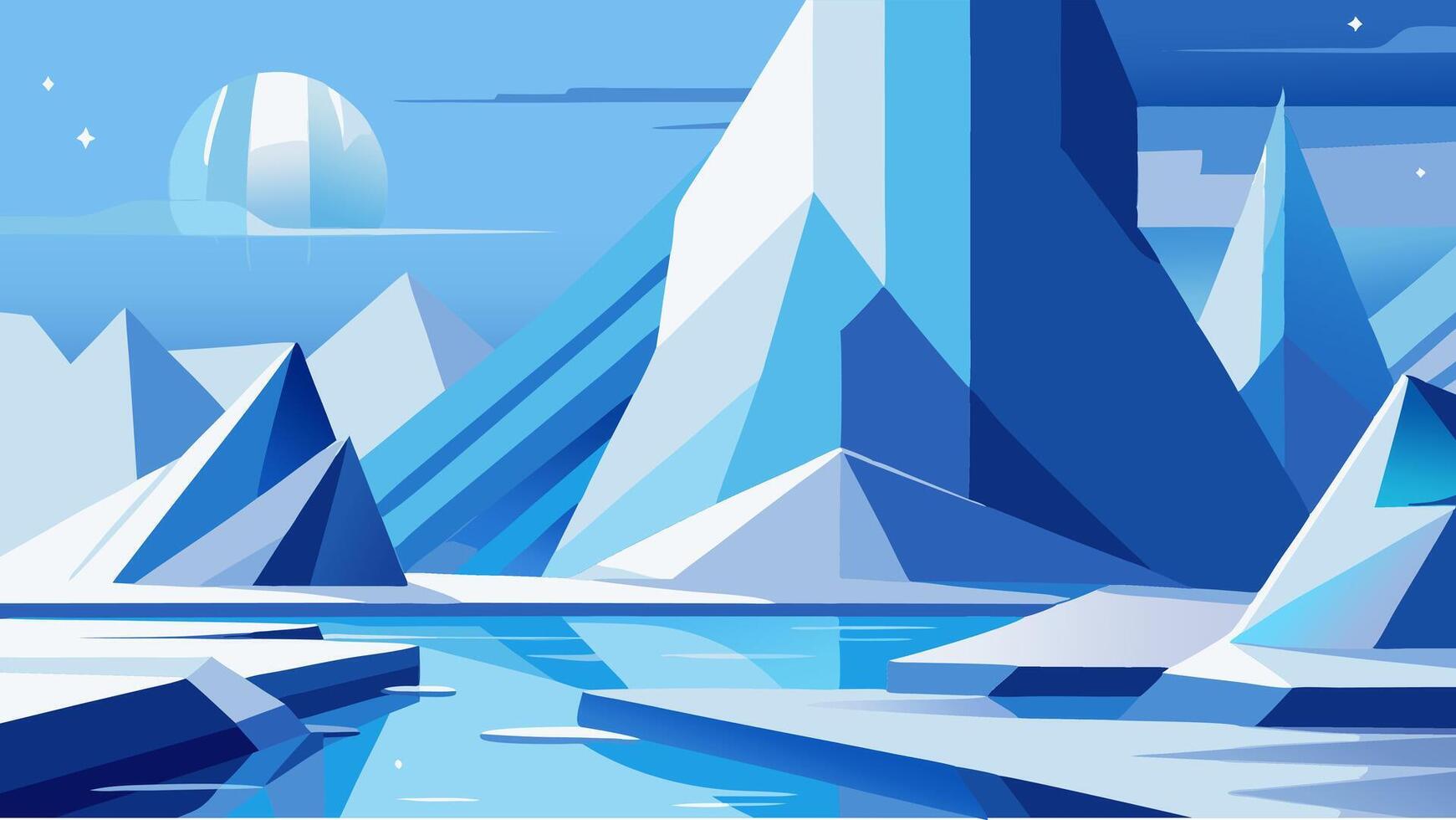Land of Freezing Crystals Iceberg Cold Atmosphere Landscape Background Illustration. vector