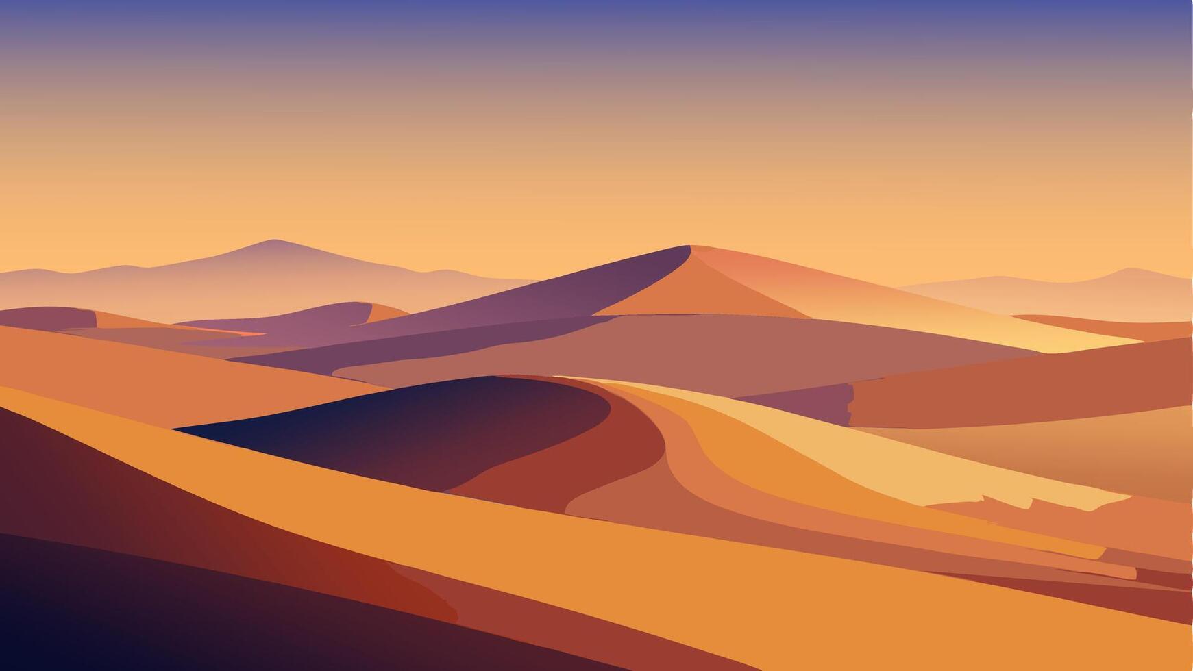 African Desert Landscape Background in Warm colors. Sand Dunes Illustration. vector