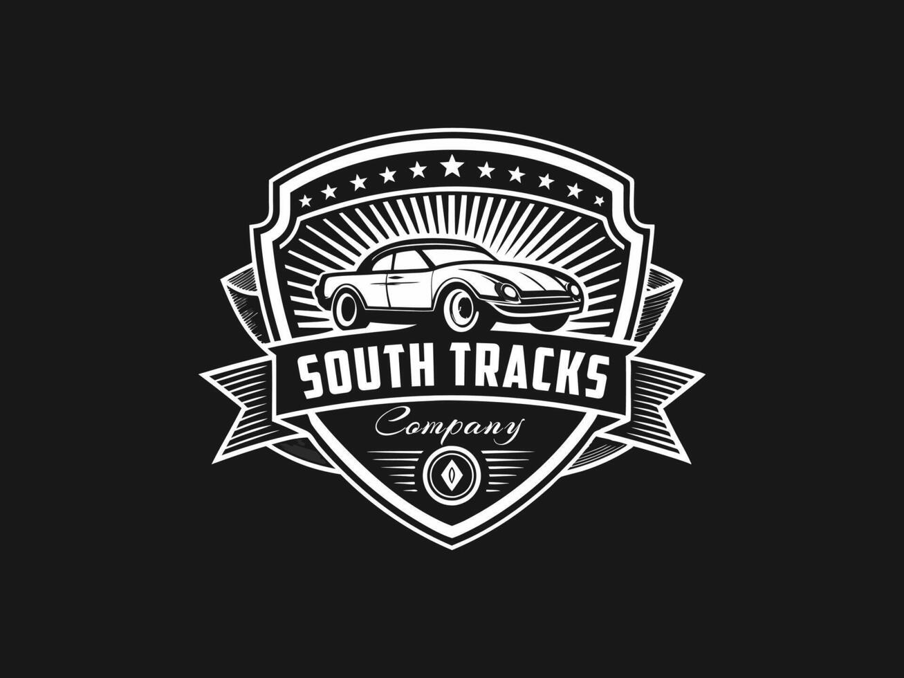 Isolated Abstract Black and White color car side view logo, automobile logotype on white illustration. vector