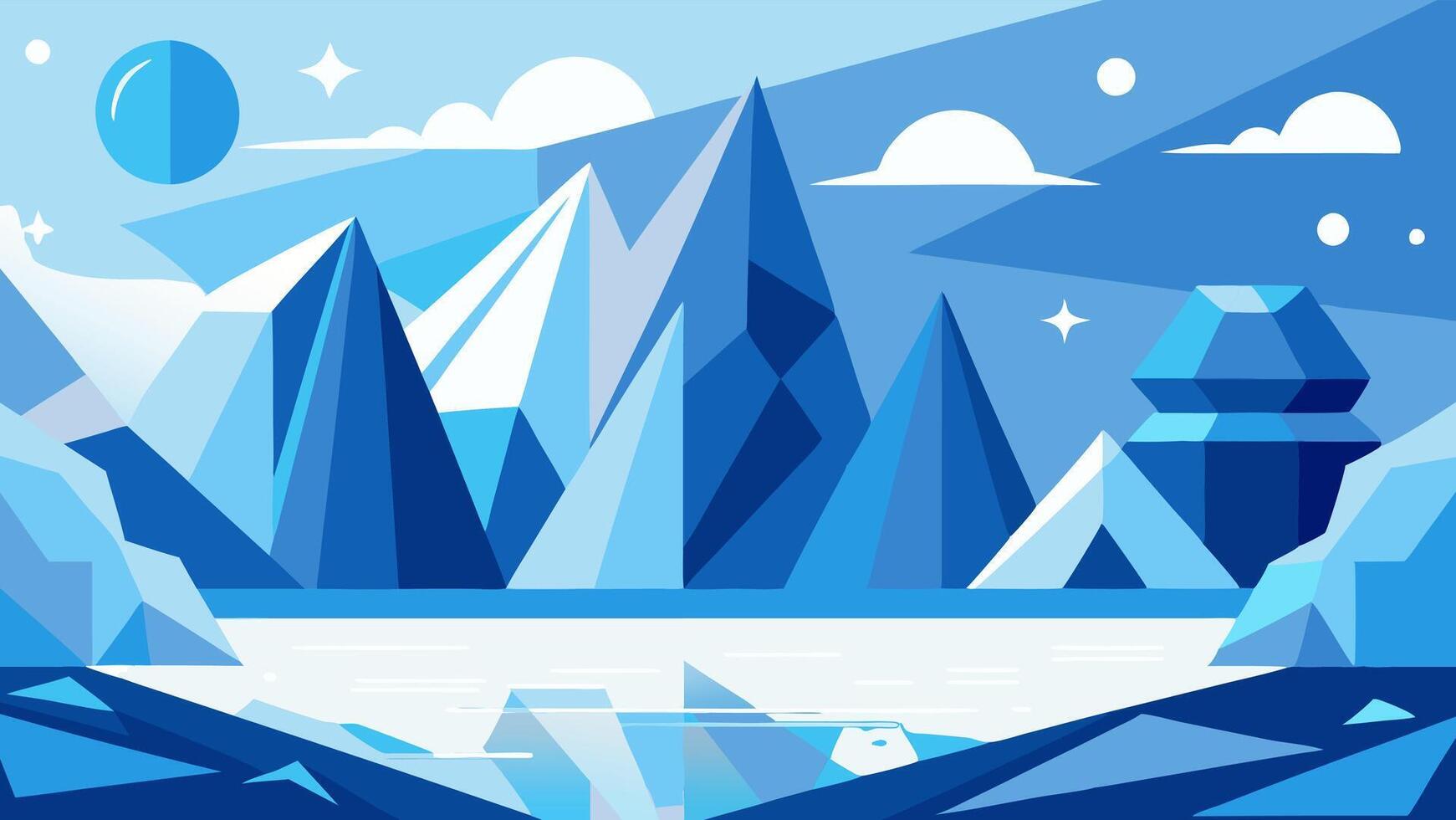 Land of Freezing Crystals Iceberg Cold Atmosphere Landscape Background Illustration vector