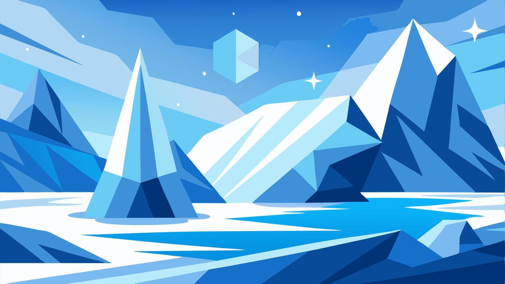 Land of Freezing Crystals Iceberg Cold Atmosphere Illustration Landscape Background. vector