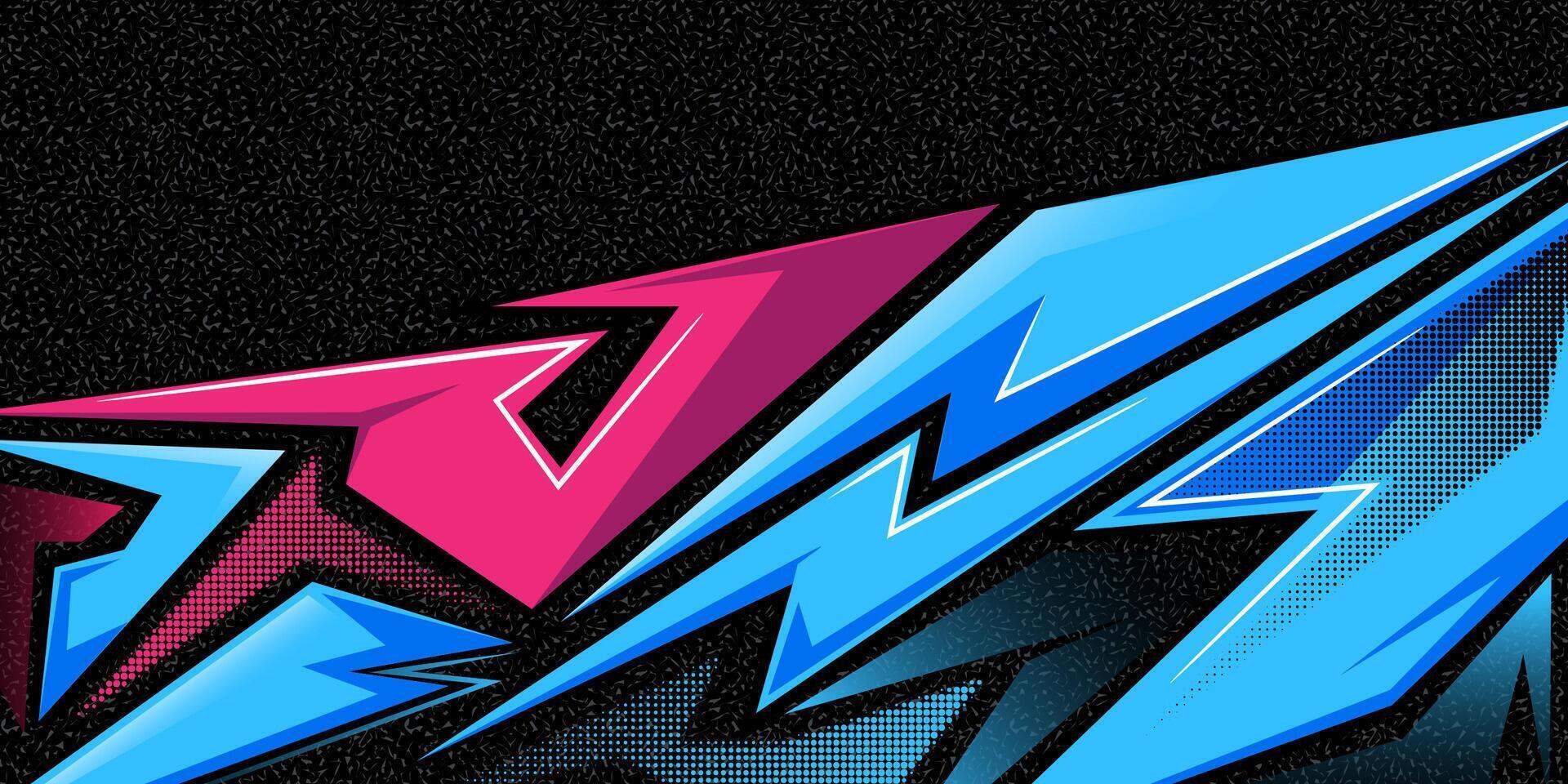 Colorful blue and pink car decals stripe pattern. Abstract design sticker wrap for racing car, rally adventure and livery vector