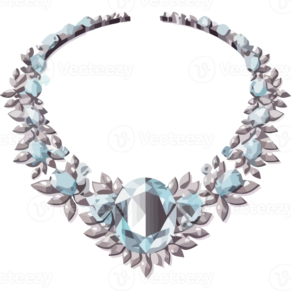 A necklace with blue stones and silver leaves png