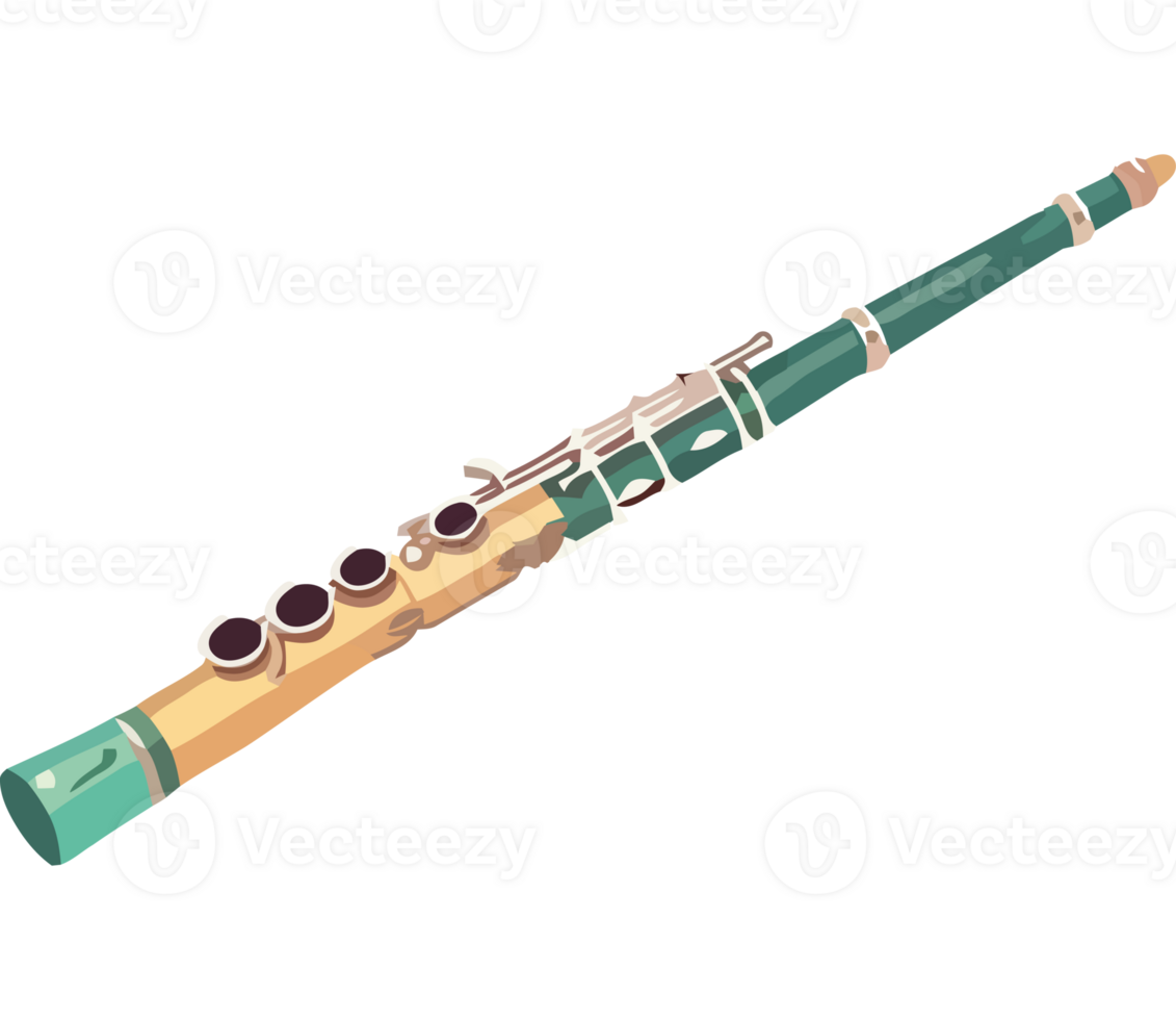 A flute with a green and white design png