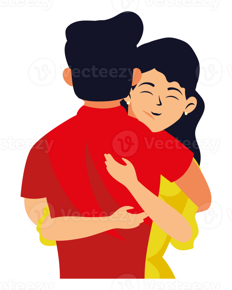 A man and woman hugging each other png