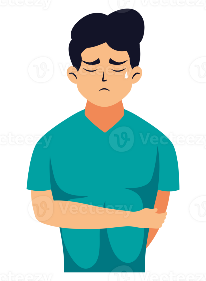 A man with a stomachache png