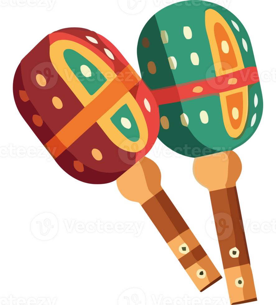 Two maracas with wooden sticks on them png