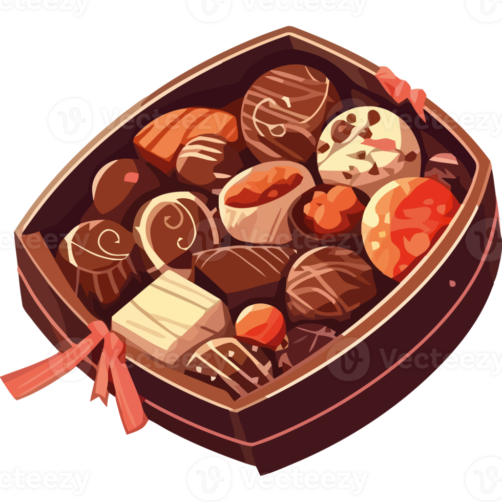 A wooden box filled with chocolates png