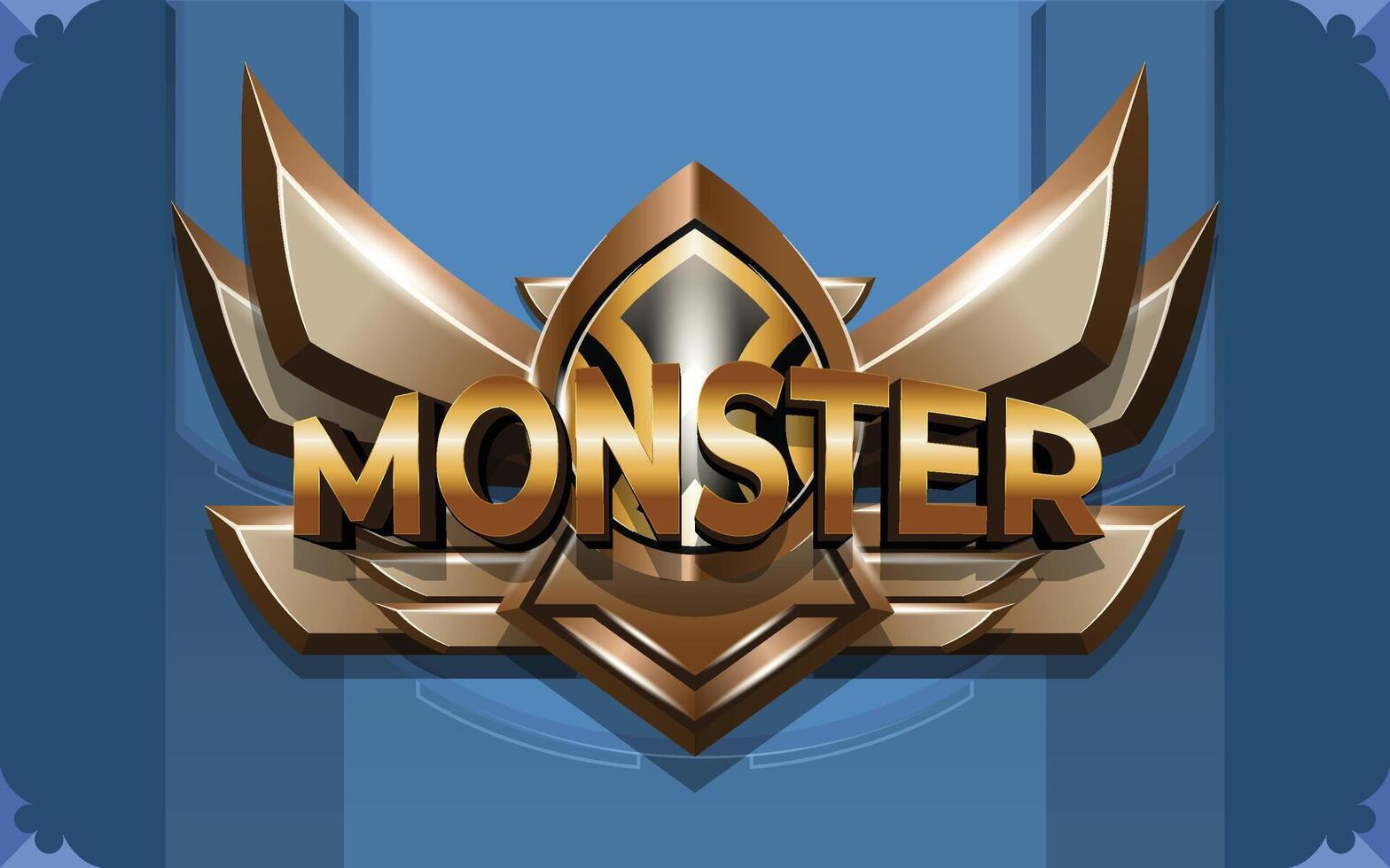 Monster 3D Text Effect With Winged Emblem Logo or Background vector