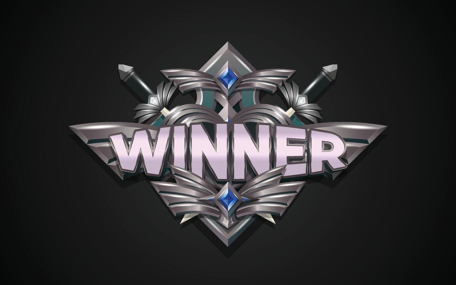 Winner Game Badge 3D Text Effect vector