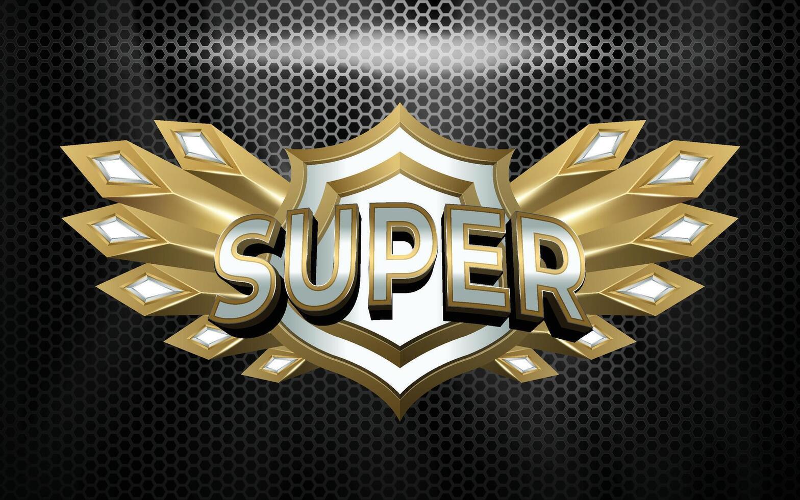 Super Game Badge 3D with Text Effects vector
