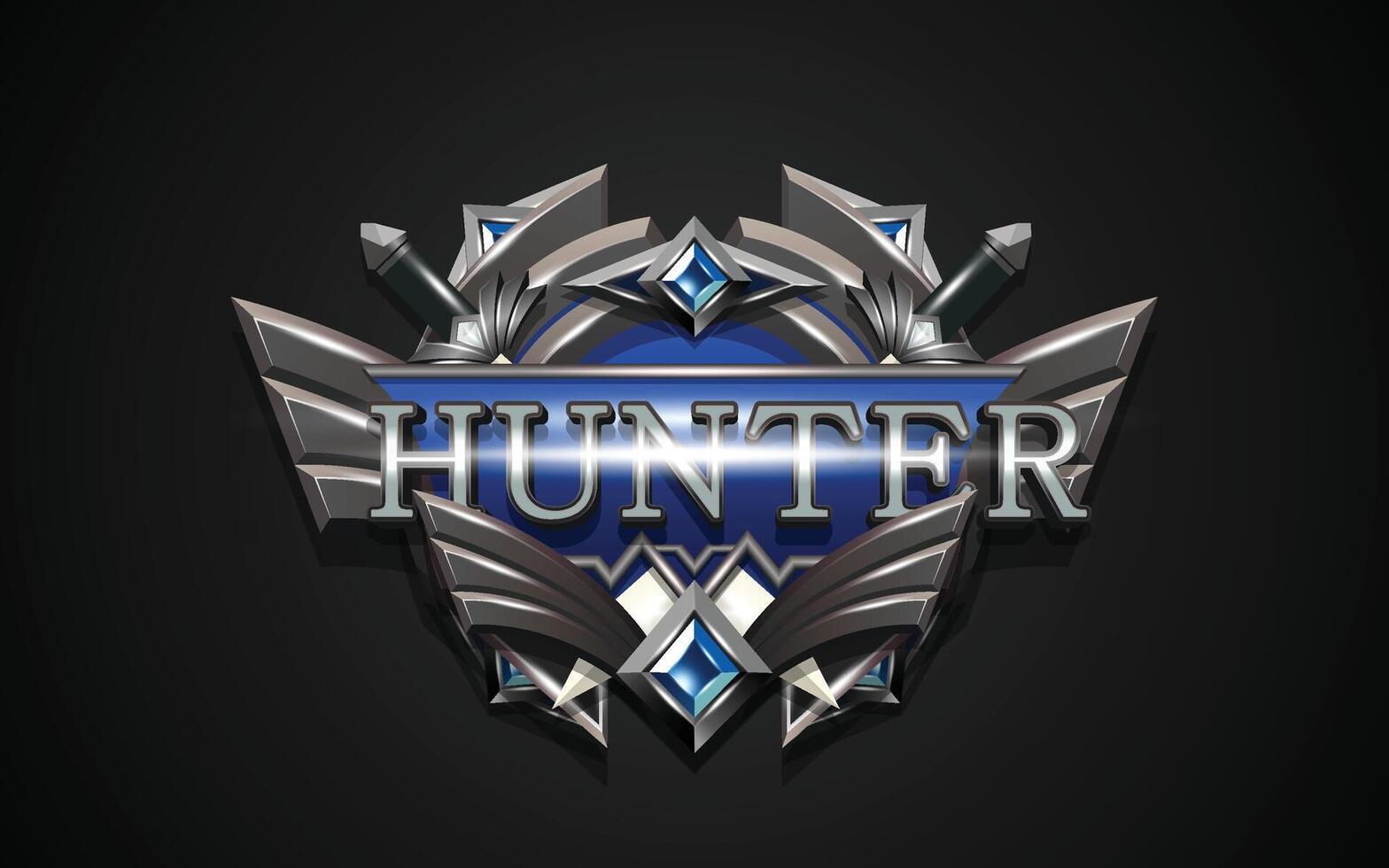 Hunter Game Badge 3D Text Effect vector