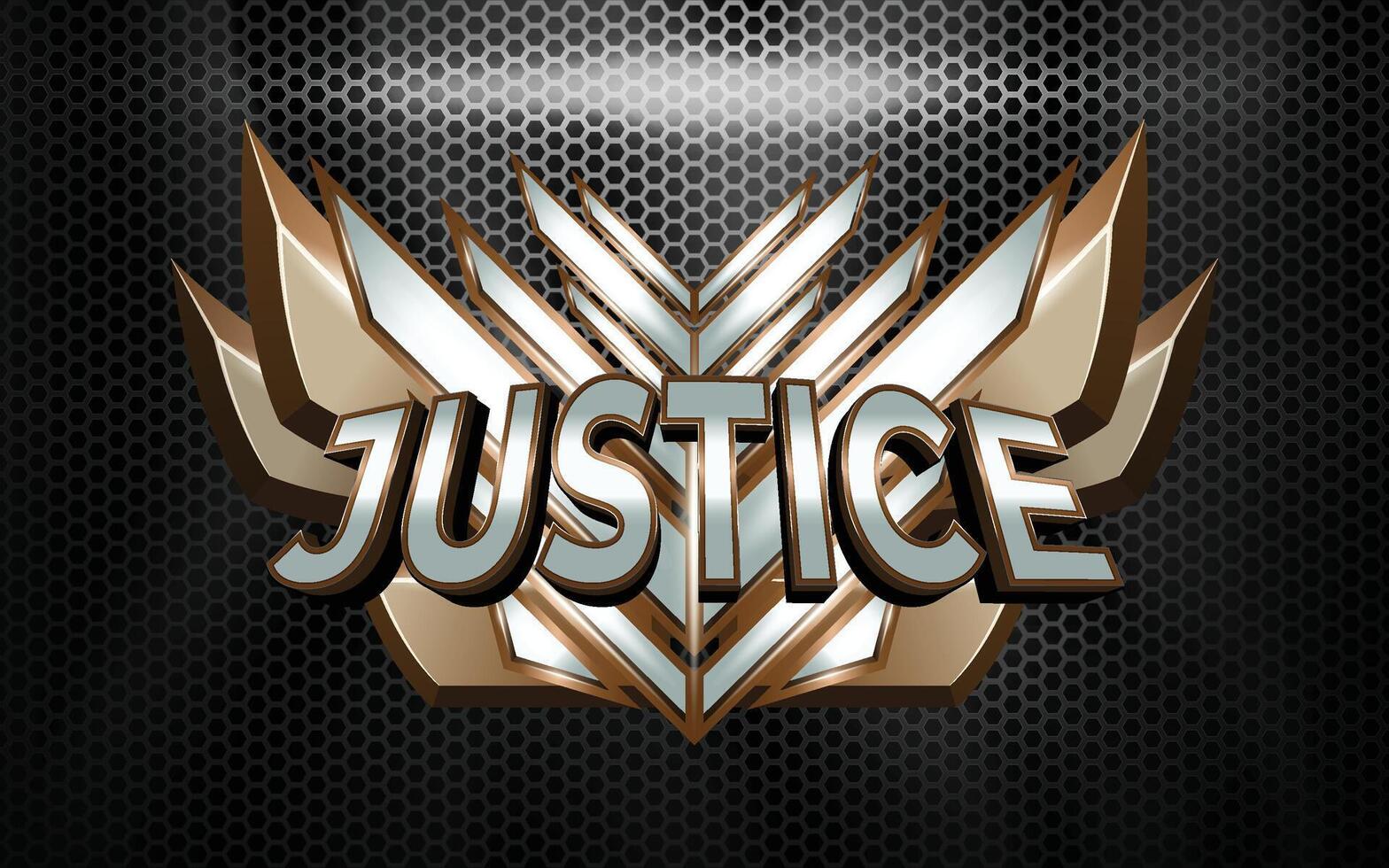 Justice Game Badge 3D with Text Effects vector