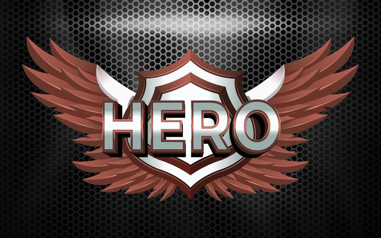 Hero Game Badge 3D with Text Effects vector