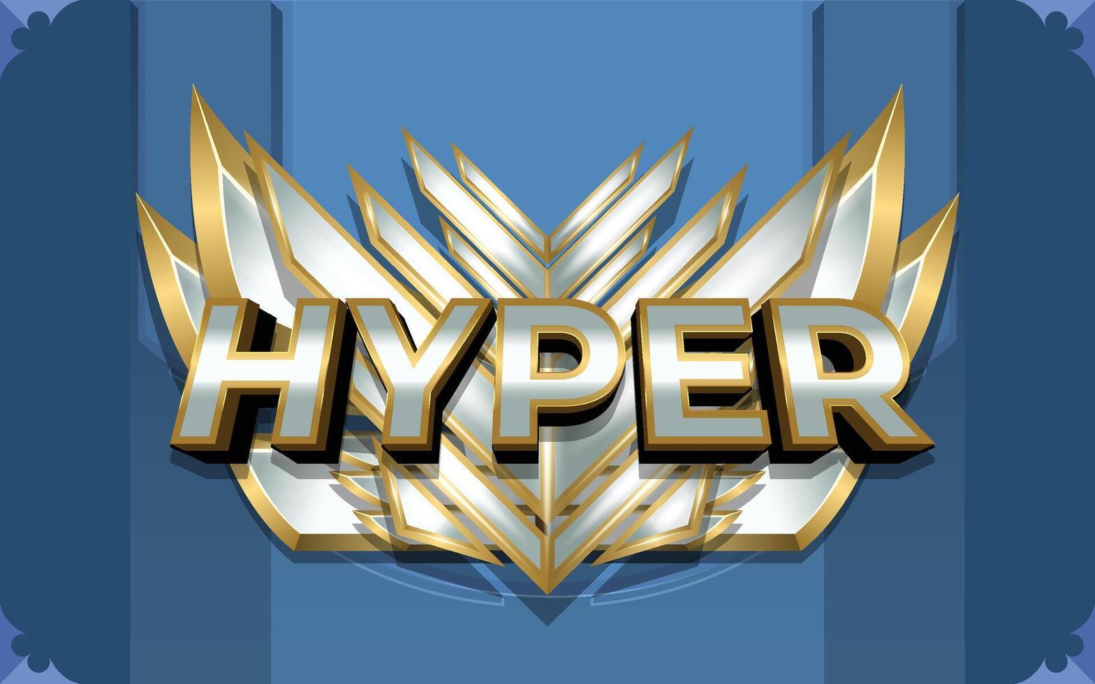 Hyper 3D Text Effect With Winged Emblem Logo or Background vector