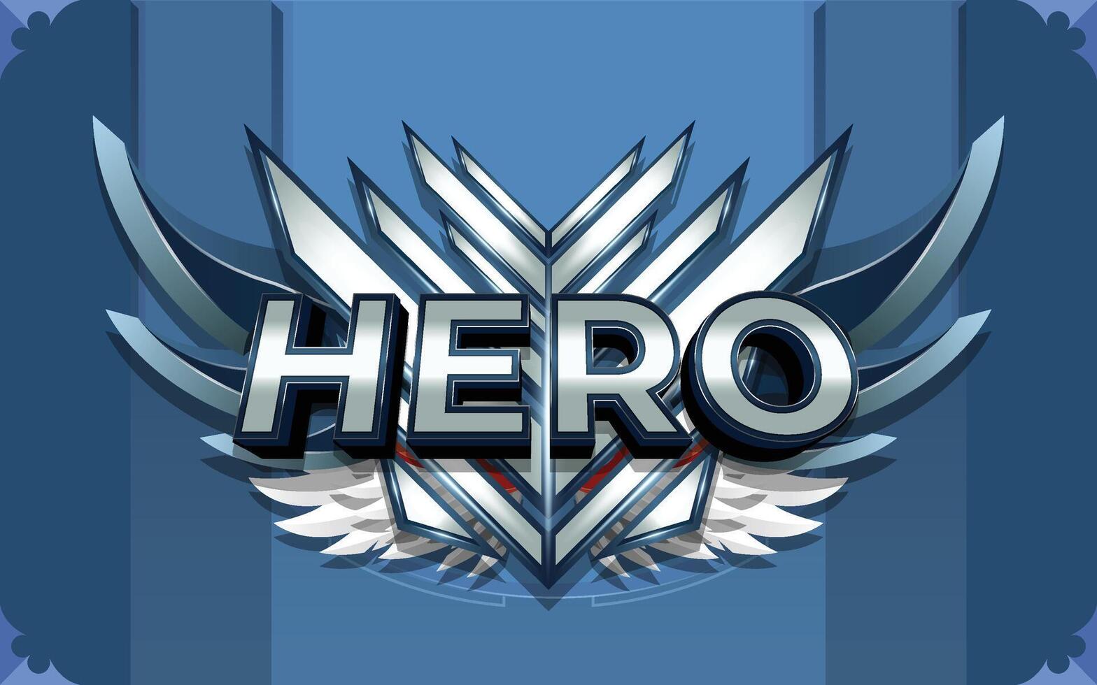 Hero 3D Text Effect With Winged Emblem Logo or Background vector