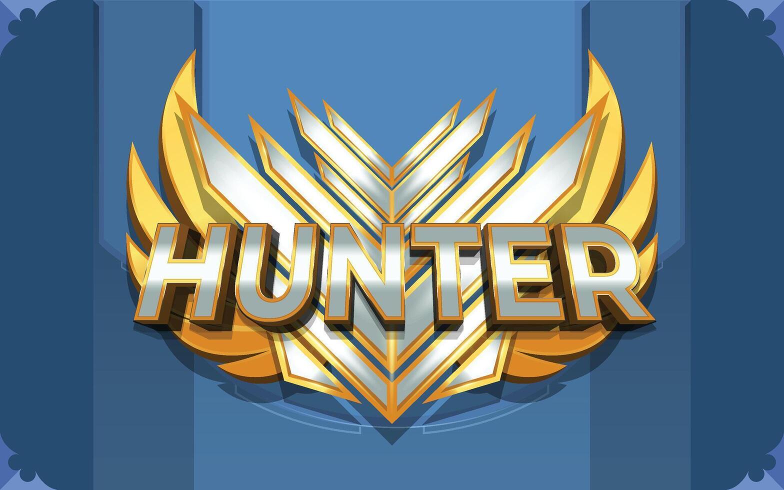 Hunter 3D Text Effect With Winged Emblem Logo or Background vector