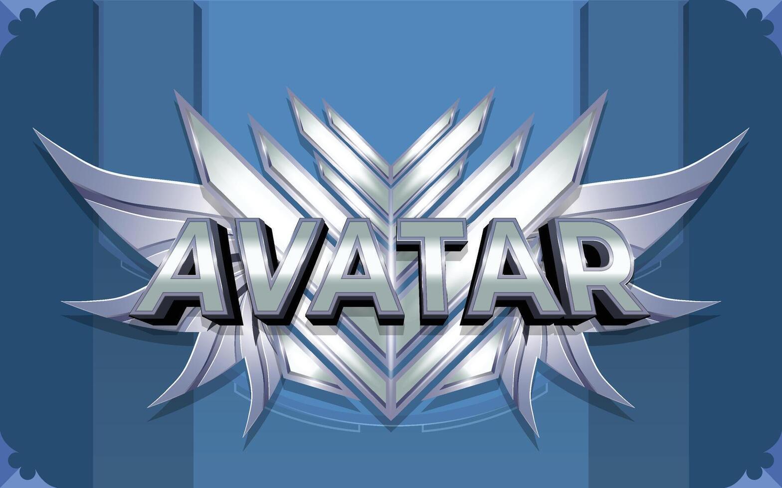 Avatar 3D Text Effect With Winged Emblem Logo or Background vector