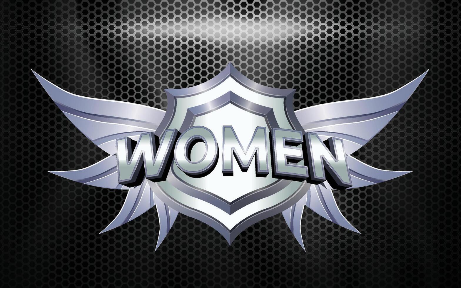 Women Game Badge 3D with Text Effects vector