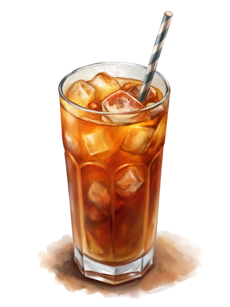 Refreshing Iced Tea with Lemon Slice Illustration png