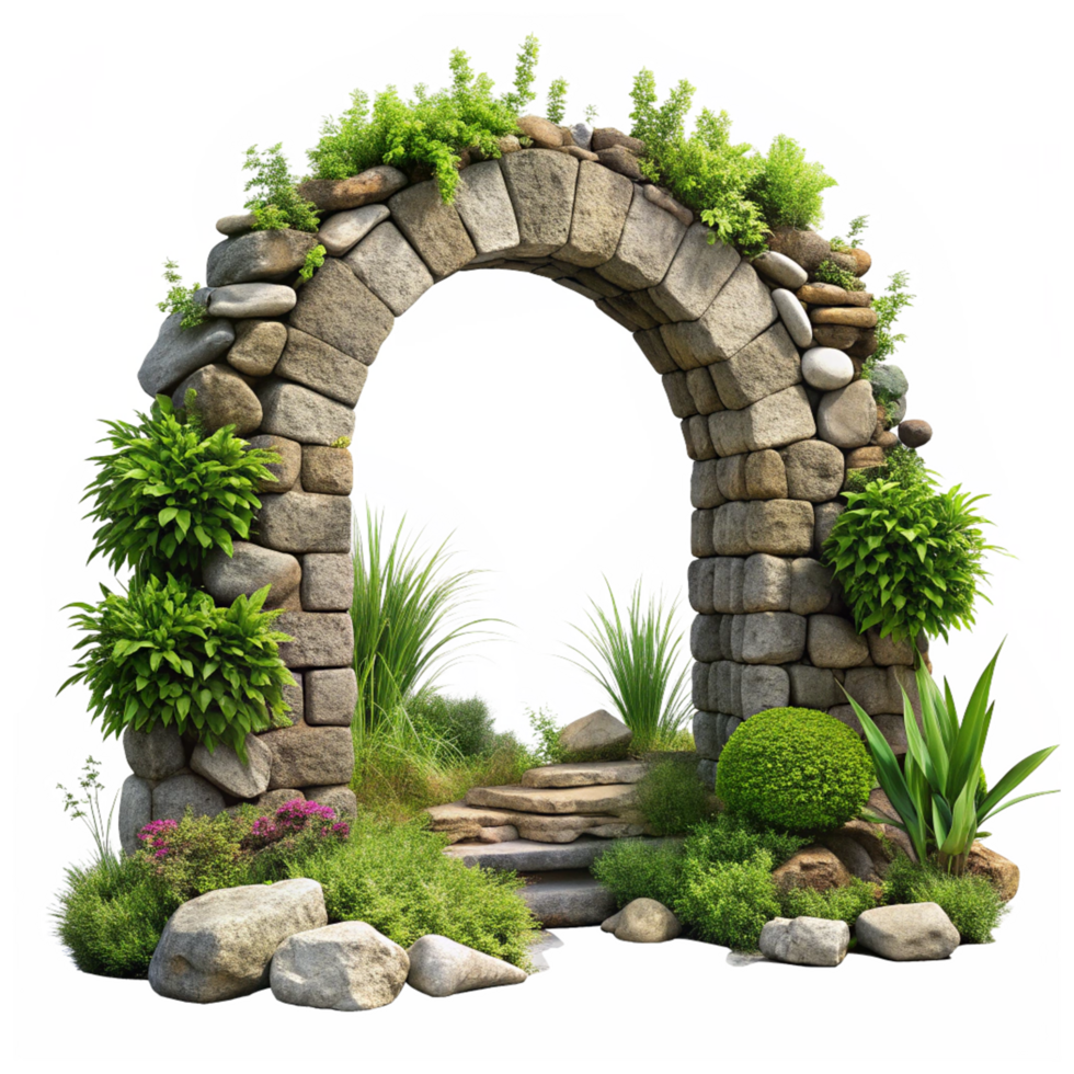 lussureggiante giardino sotto roccia arco png