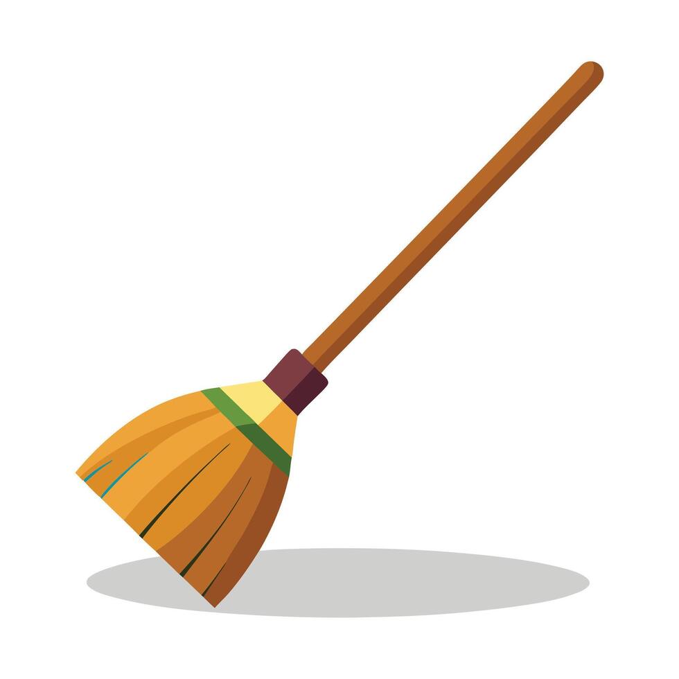 small hand broom illustration vector