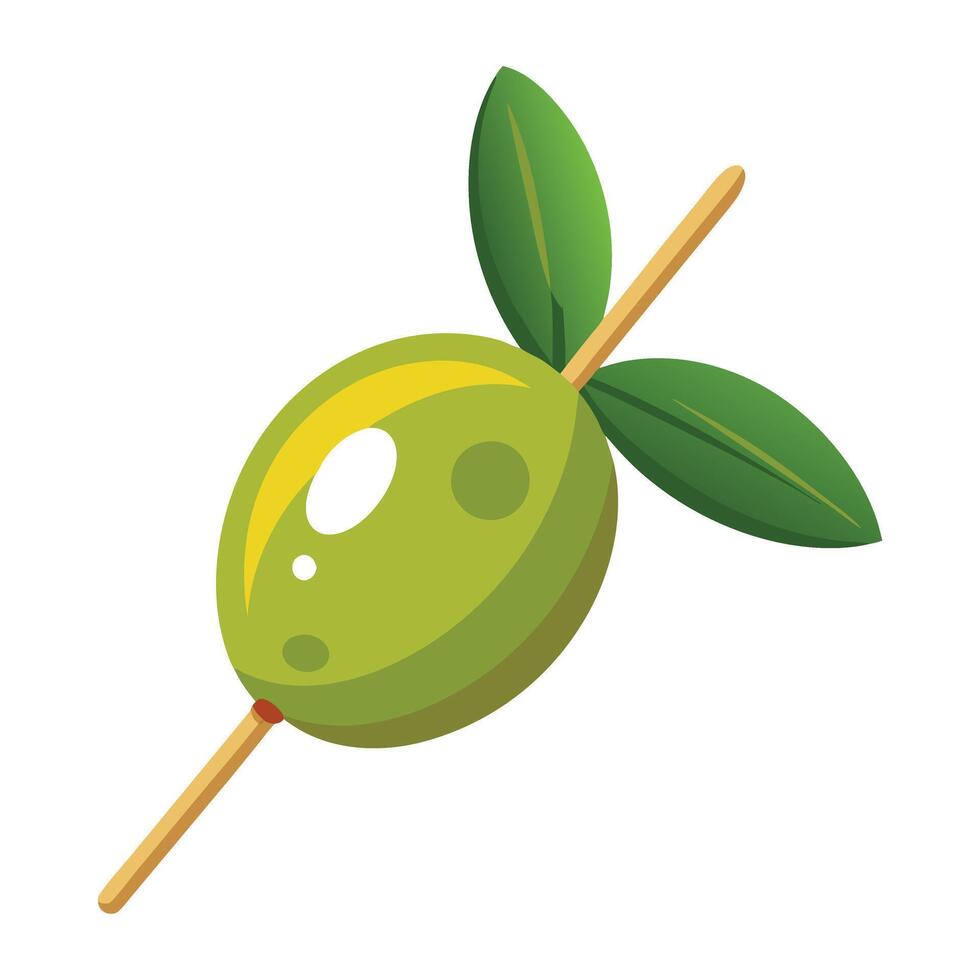 olive on a toothpick illustration vector